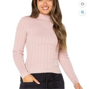 Celebrity Pink Blush Ribbed Turtleneck Sweater